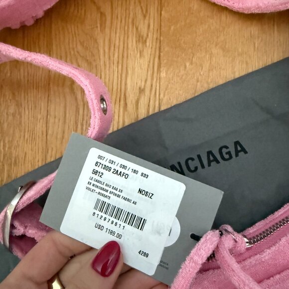 NWT Balenciaga Le Cagole XS Shoulder Bag BB Monogram Sponge Fabric - Picture 4 of 11